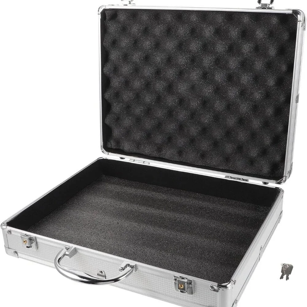 Silver Aluminum Briefcase with Lock, Aluminum Briefcase for Men or Women, Metal